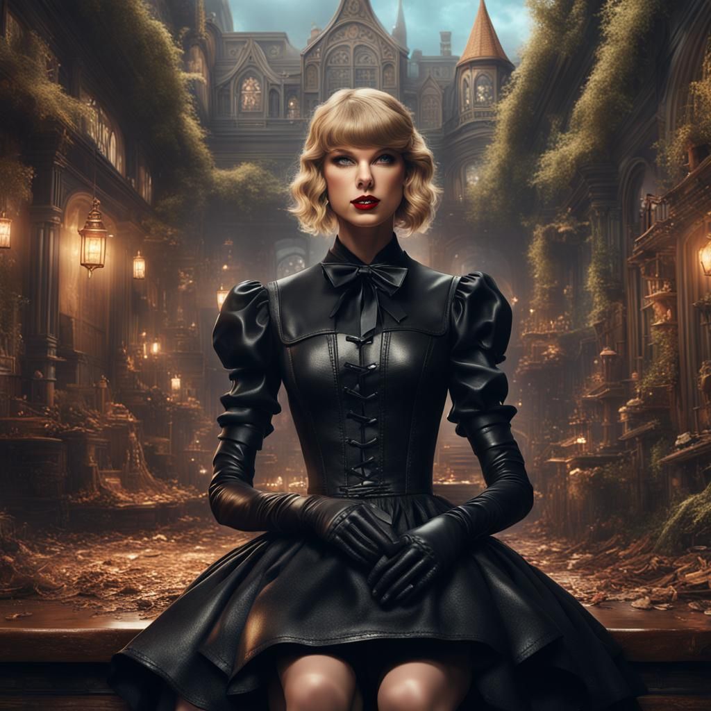 Taylor Swift dressed in black leather turns her sissy maid i...