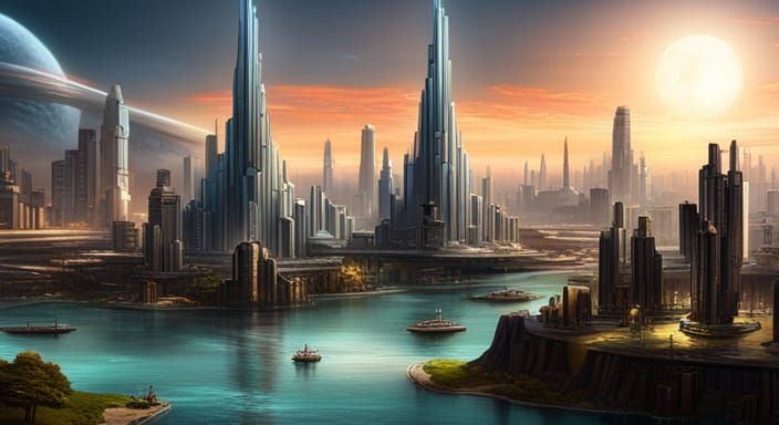 Stellaris aliens civilisations Cats City ; detailed matte painting ...