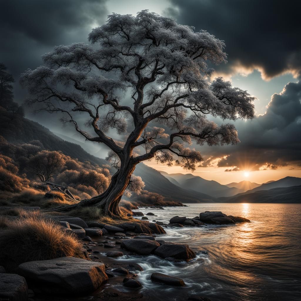 Tree on the water's edge