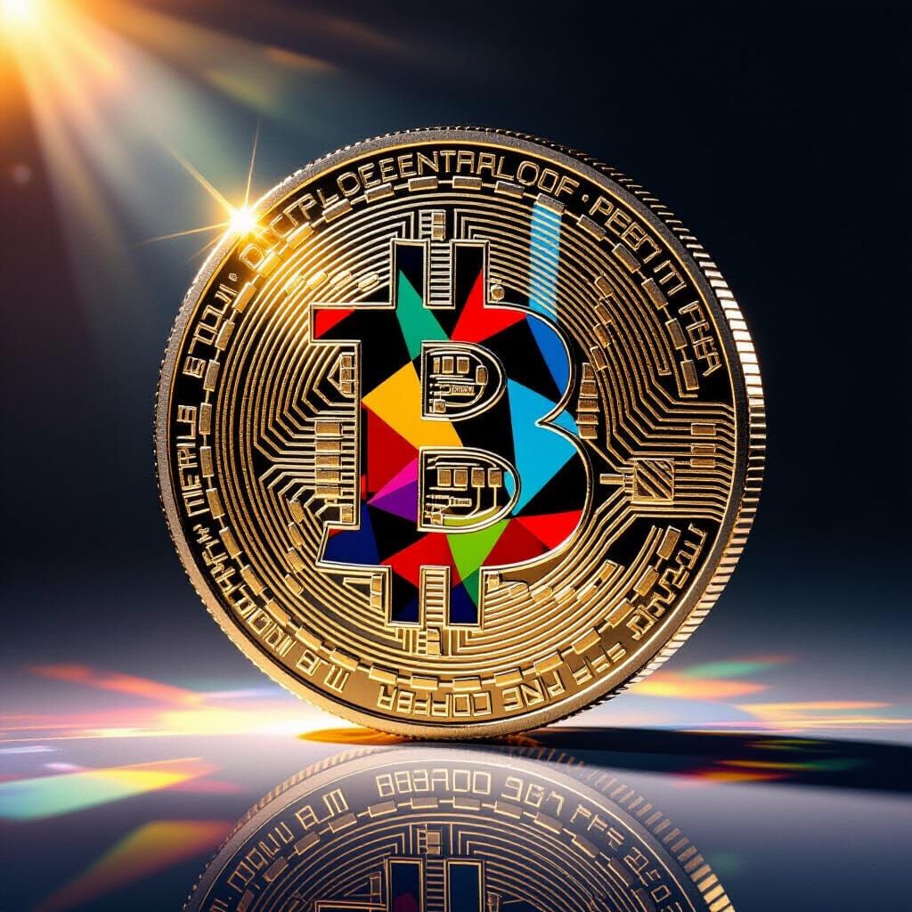 Double Exposure US Dollar Coin with Orphism Art