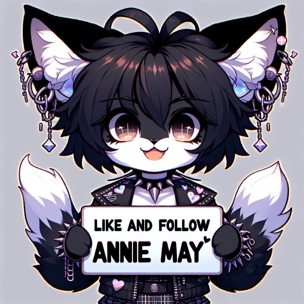 Adorable Anime Punk Feline with Whimsical Charm