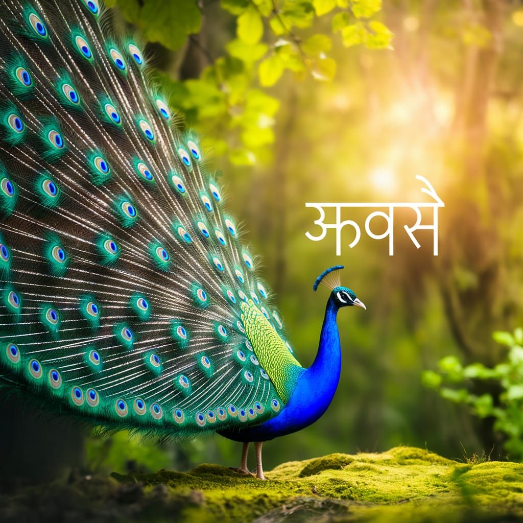 Majestic Peacock Unfurls Vibrant Feathers in Sunlit Forest