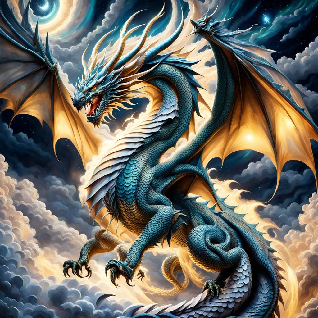 Celestial Dragon Ascending - AI Generated Artwork - NightCafe Creator