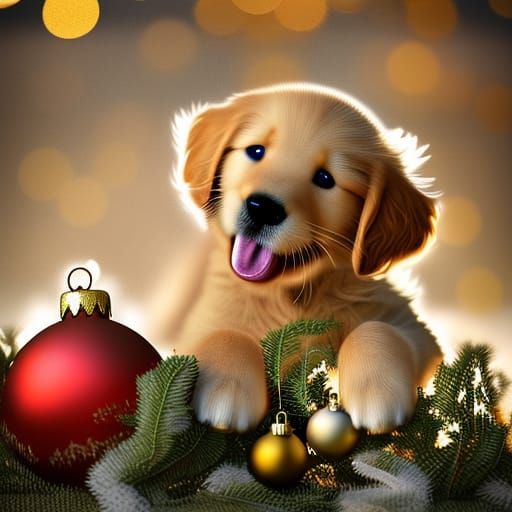 Christmas Puppy - Ai Generated Artwork - Nightcafe Creator