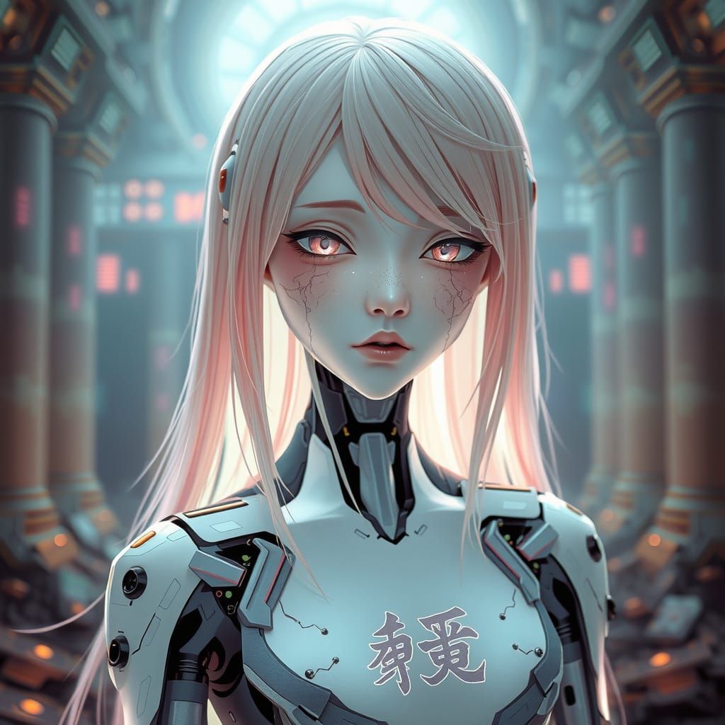 Sorrowful Android in Decaying Data Temple