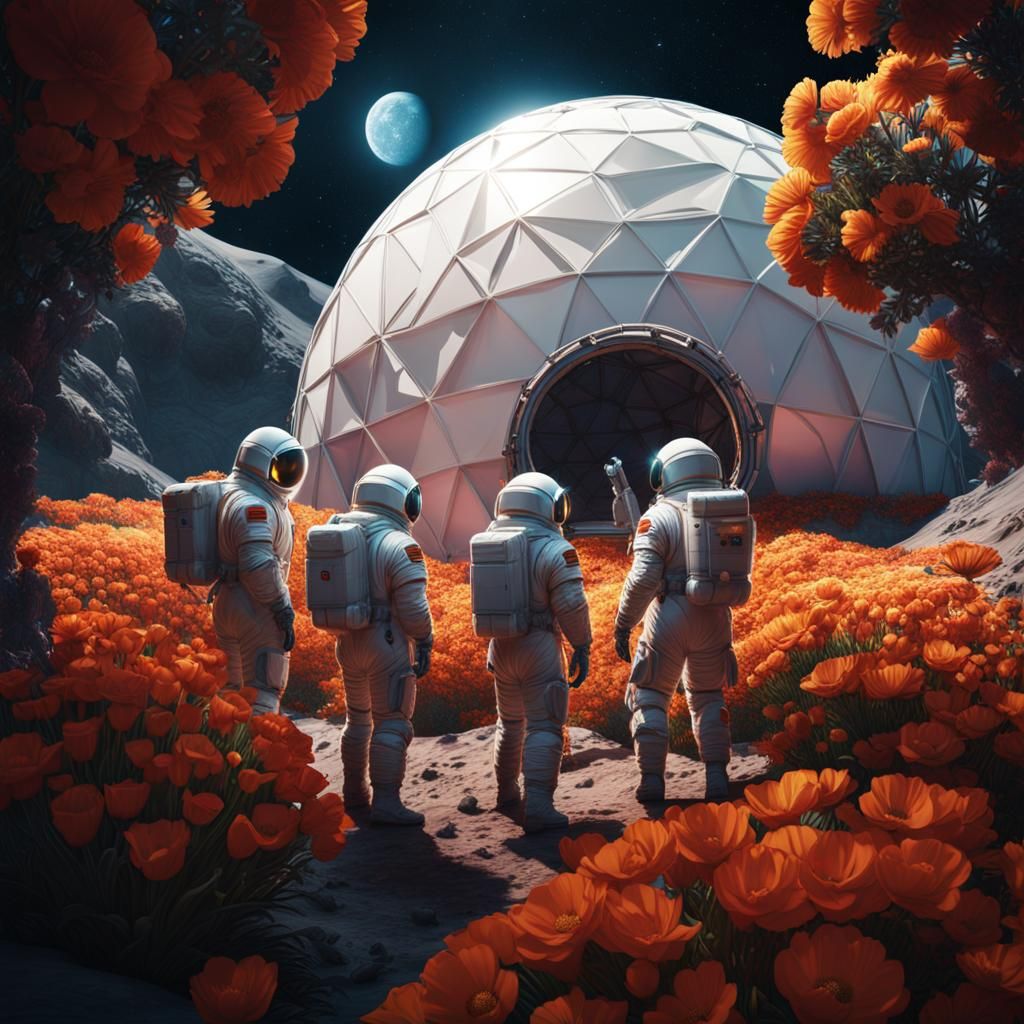 Life on the moon - AI Generated Artwork - NightCafe Creator