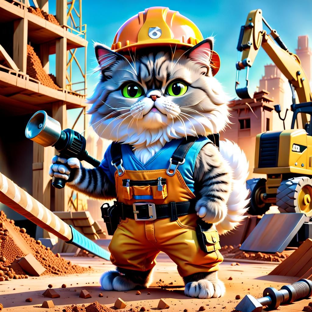 Construction Cat  by @Yecats