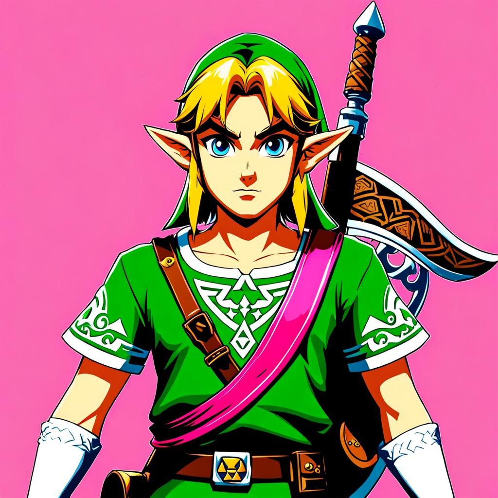 Link from legend of Zelda wearing Pink