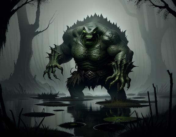 a bullywug in a swamp