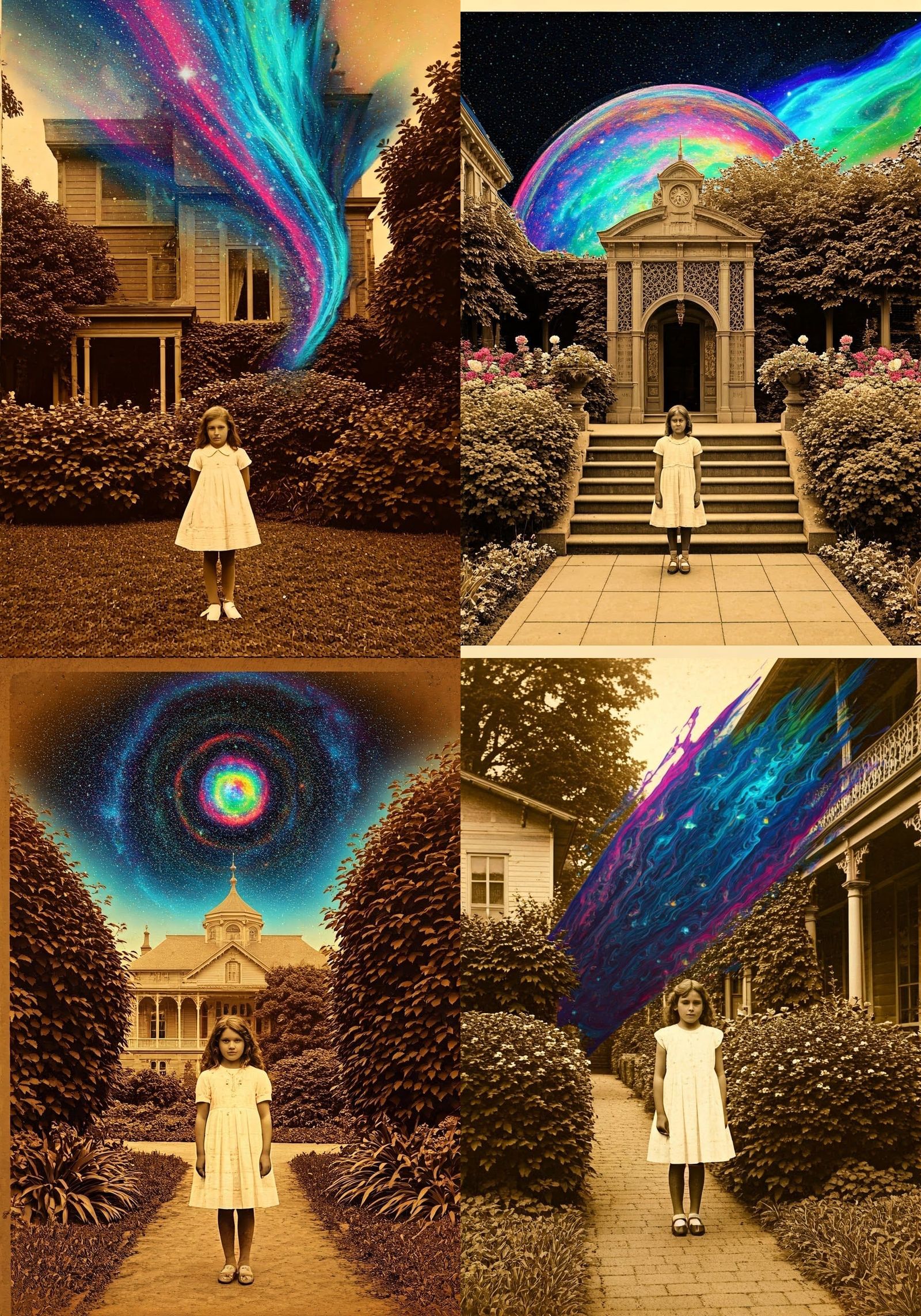 Cosmic Garden Dreamscape in Sepia Tones