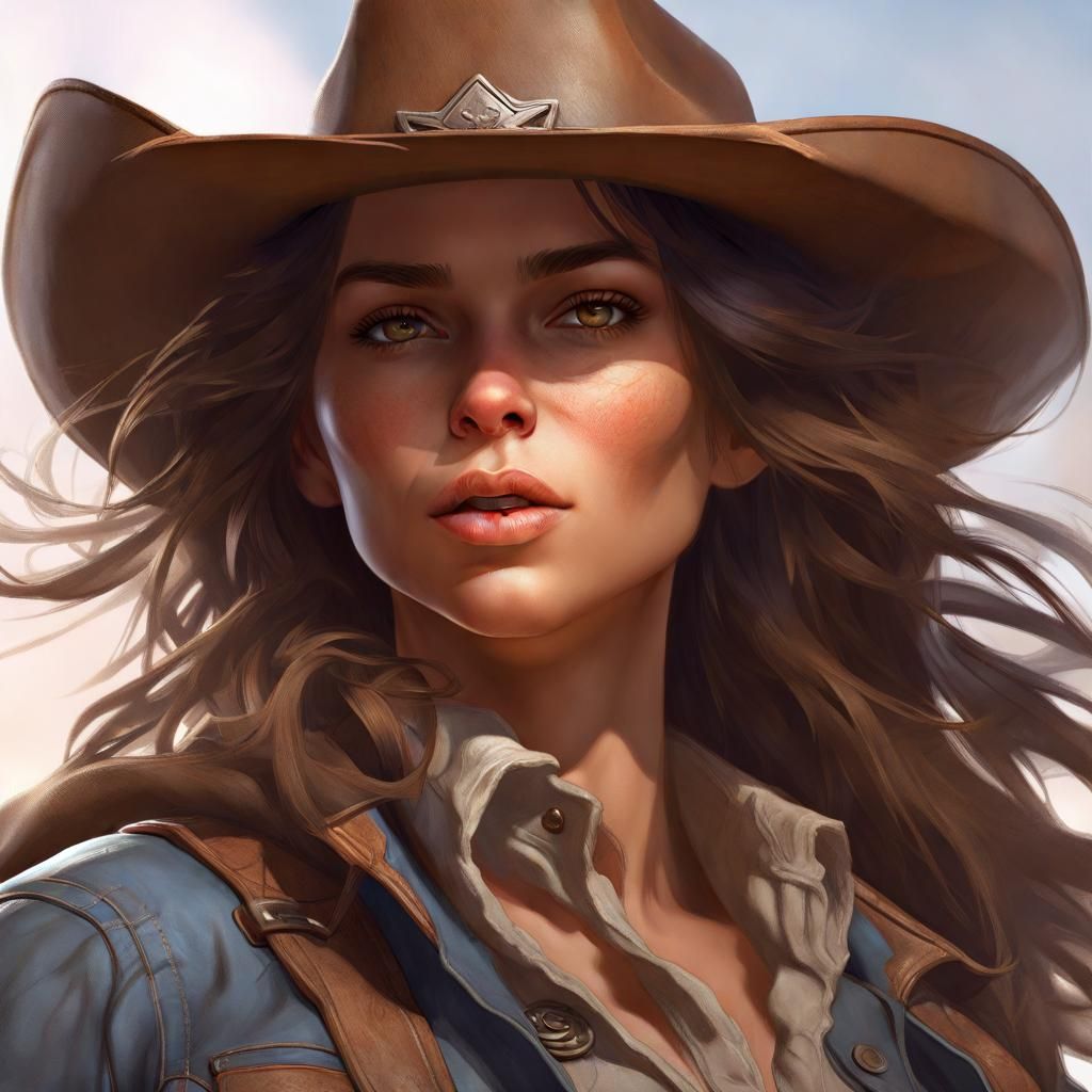 Rugged Looking Brown Hair Cowgirl With Chew In Her Mouth Ai Generated Artwork Nightcafe Creator 2237