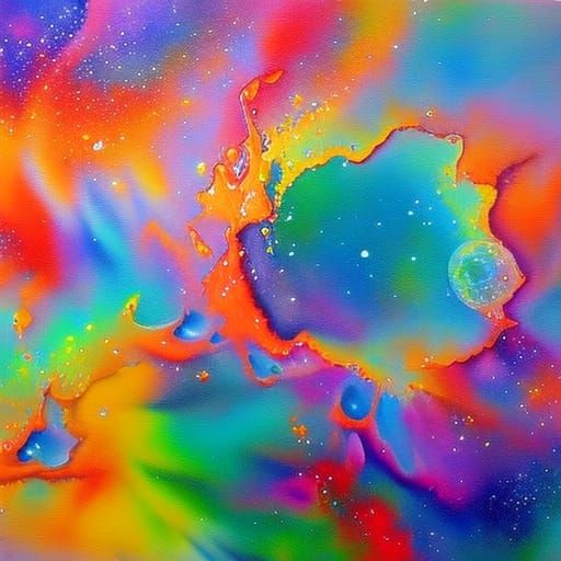 Iridescent bubbles, watercolor, watery, graffiti art, splash...