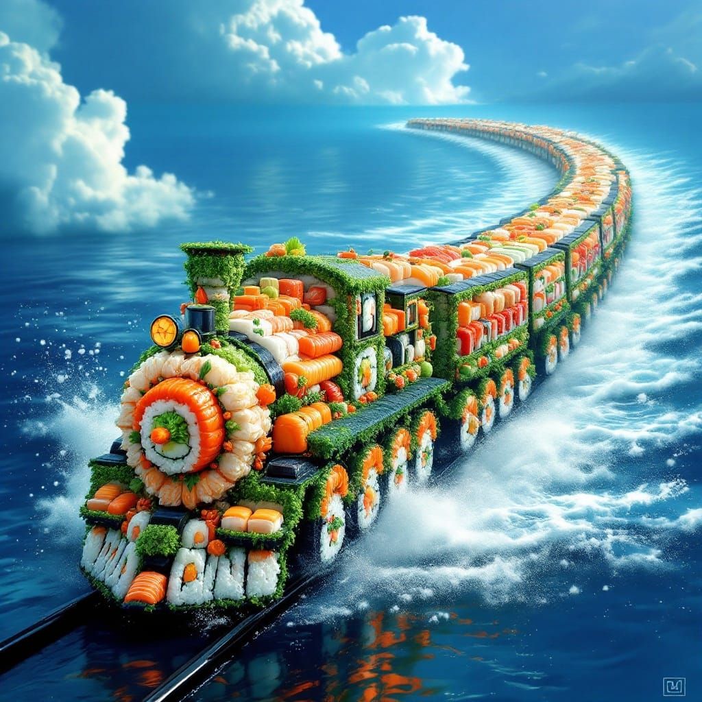 Gigantic Sushi Train Exploring the Deep Ocean