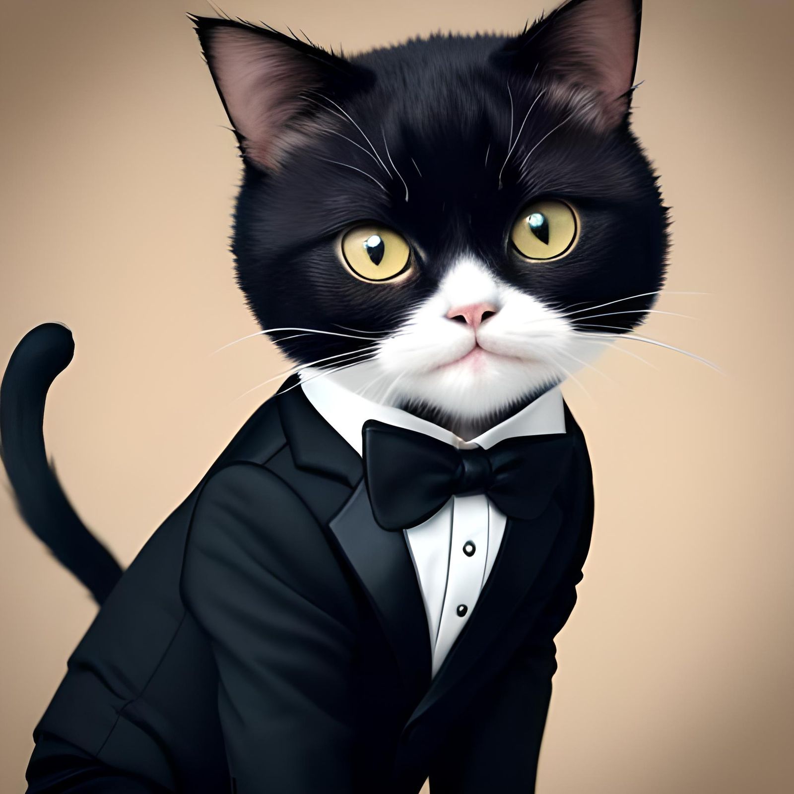 A closeup shot of an adorable cat dressed up in a tuxedo - AI Generated ...