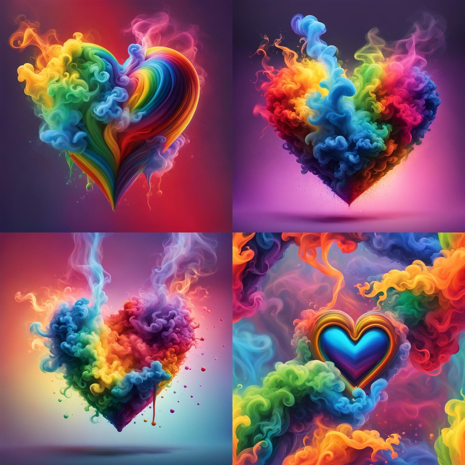 Rainbow smoke heart