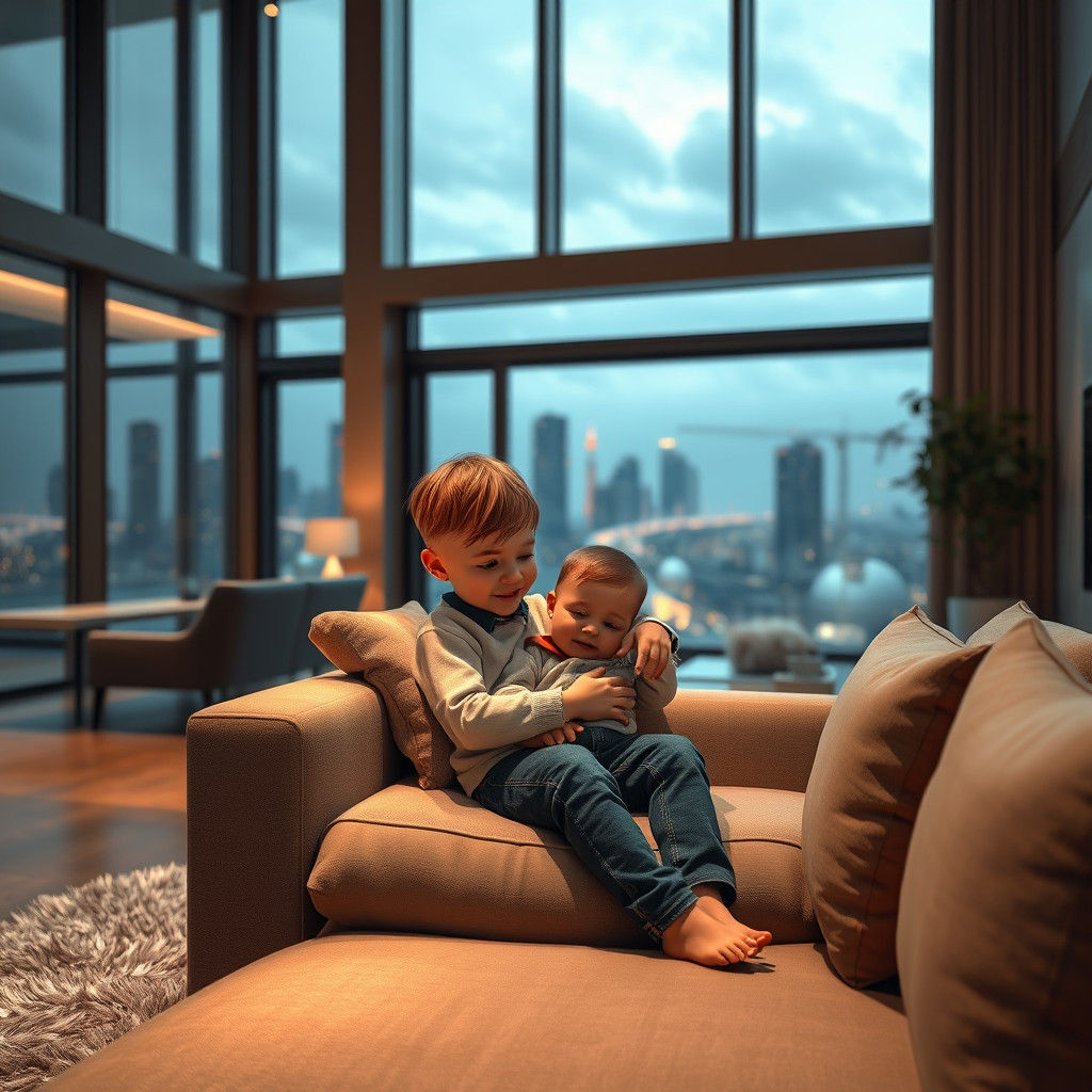 Dreamhouse Interior with Child and Baby: Matte Painting