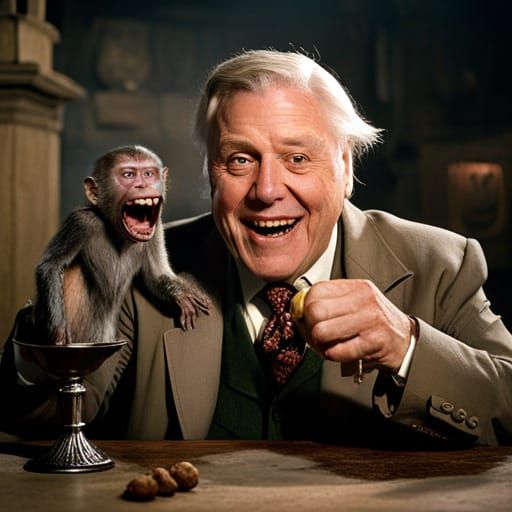 Sir David Attenborough eating monkey brains.