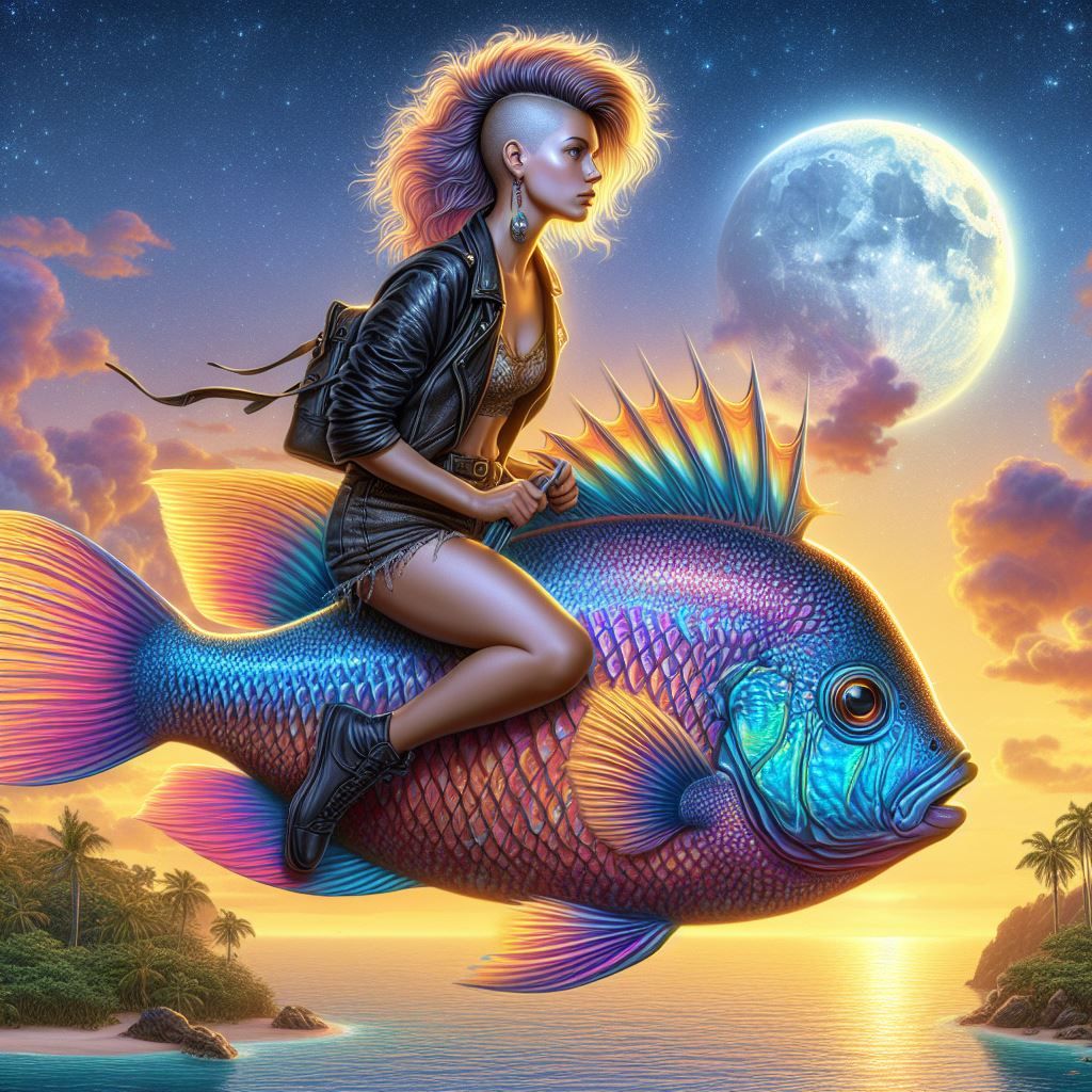Girl on fish