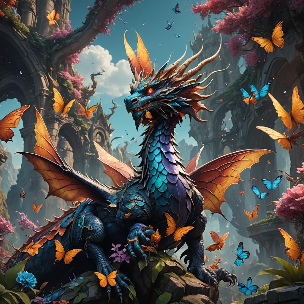 soft loving dragon butterfly air breathe