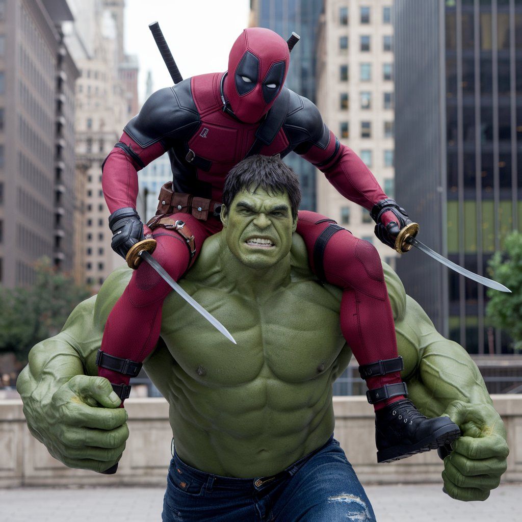 Hulk carry Deadpool