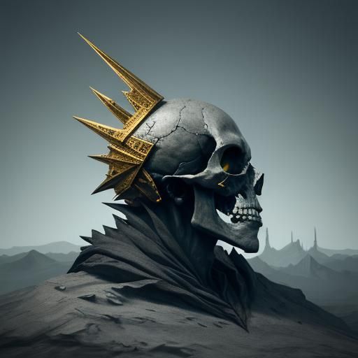 Skull with golden crown.