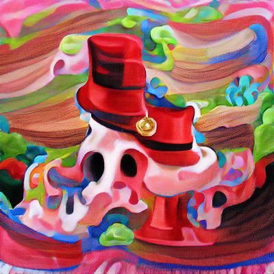 skull in a red top hat