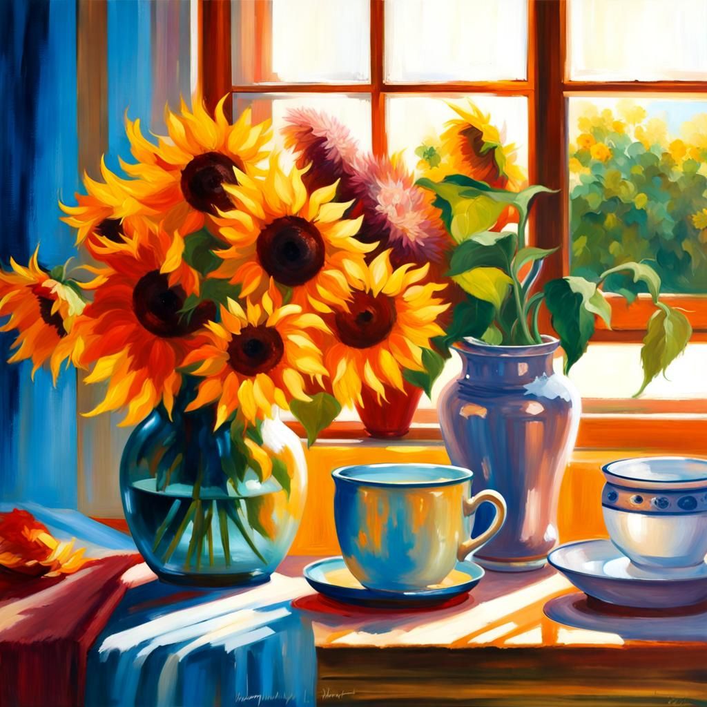 Sunflowers in a Vase AI Generated Artwork NightCafe Creator