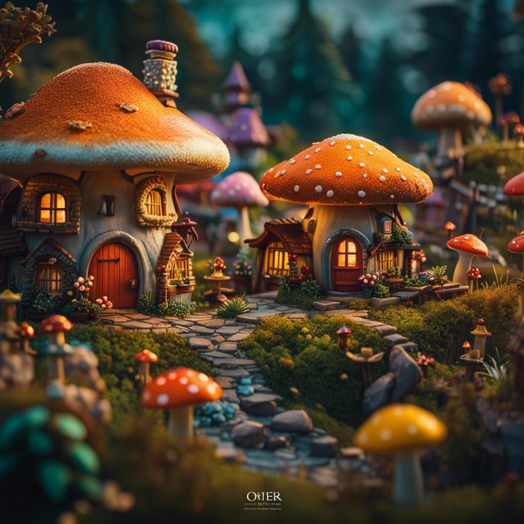 Shroom village at the countryside   by @Mr Doodle