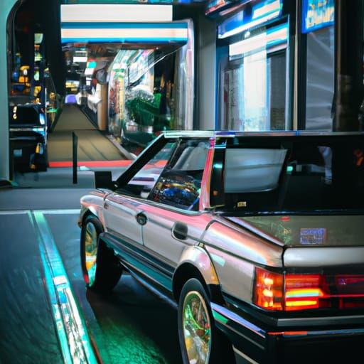 1980s Subaru in Neon Tokyo Nightscape