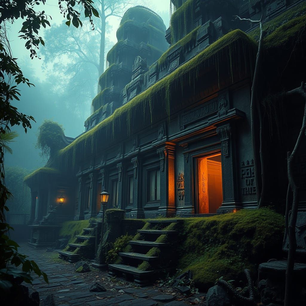 Ancient Temple Unveiled in Jungle Twilight