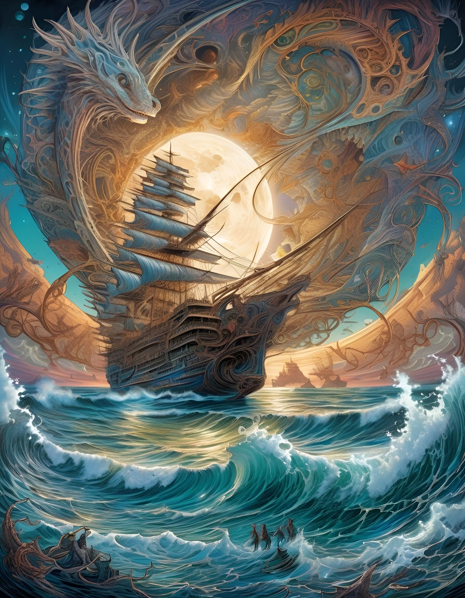 Setting sail under the Dragon Moon  by @Username_Already_Taken