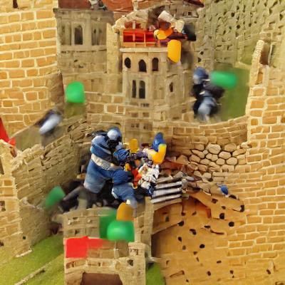 Violent siege of a medieval castle