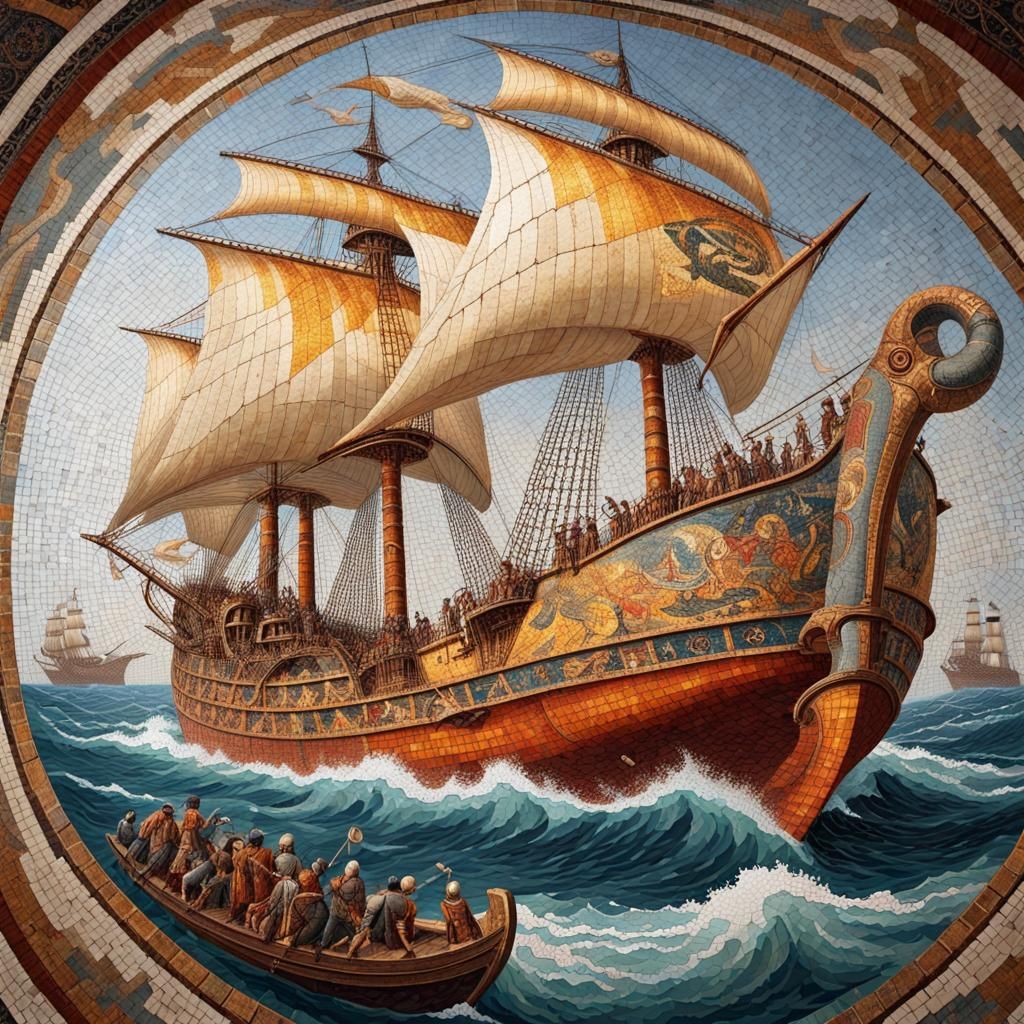 In the nautilus ship, a mosaic fresco representing the attac...