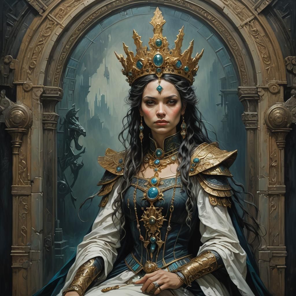 Atlantis Queen: Dark Fantasy Cyber Gothic Portrait