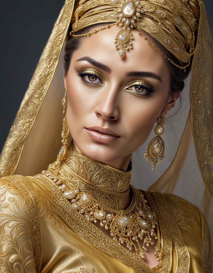 an ultrarealistic portrait of a beautiful woman donning elegant, non ...