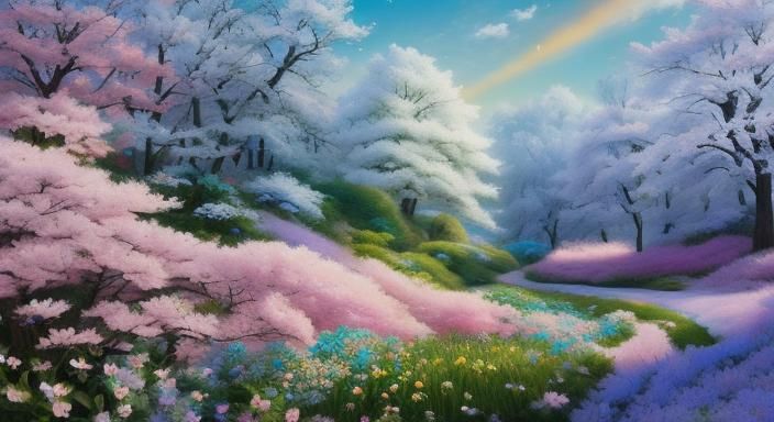 "Spring flowers “hunts” winter<lora:test 1:1.0>