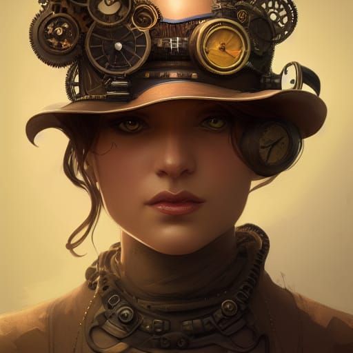 Steampunk lady, portrait - AI Generated Artwork - NightCafe Creator