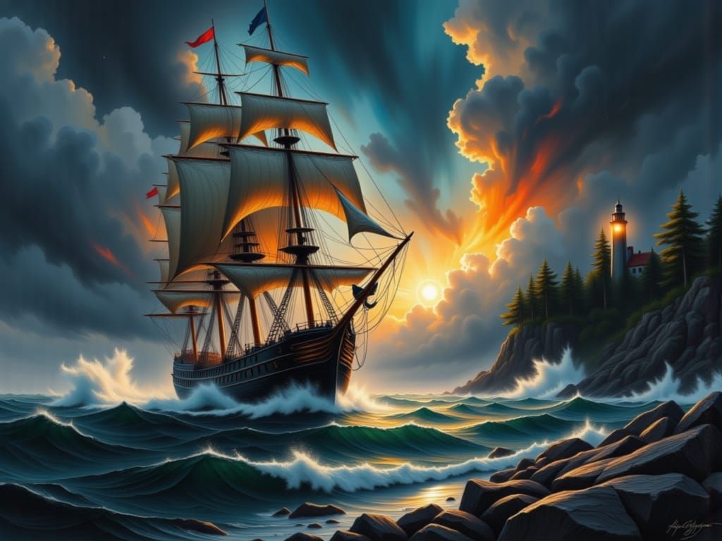 Running Ashore Along Rockbound Coast of Maine