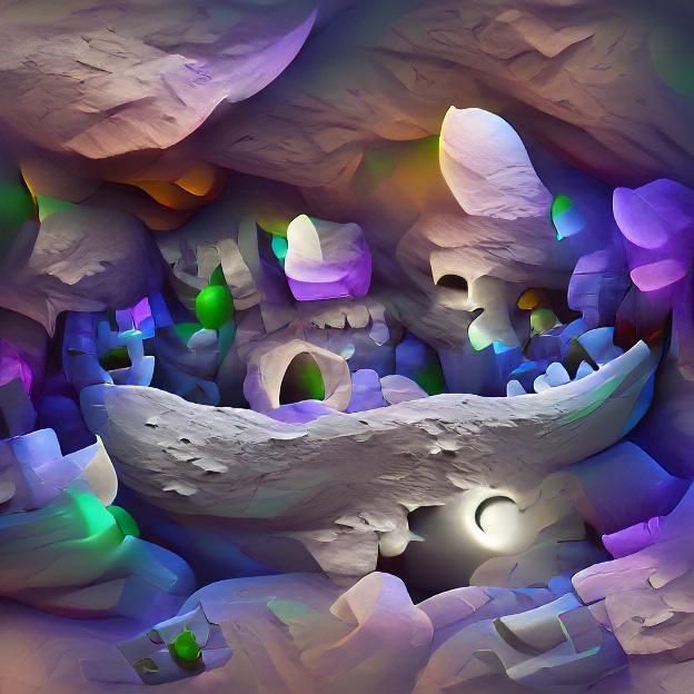 A moonlit cavern filled with gems