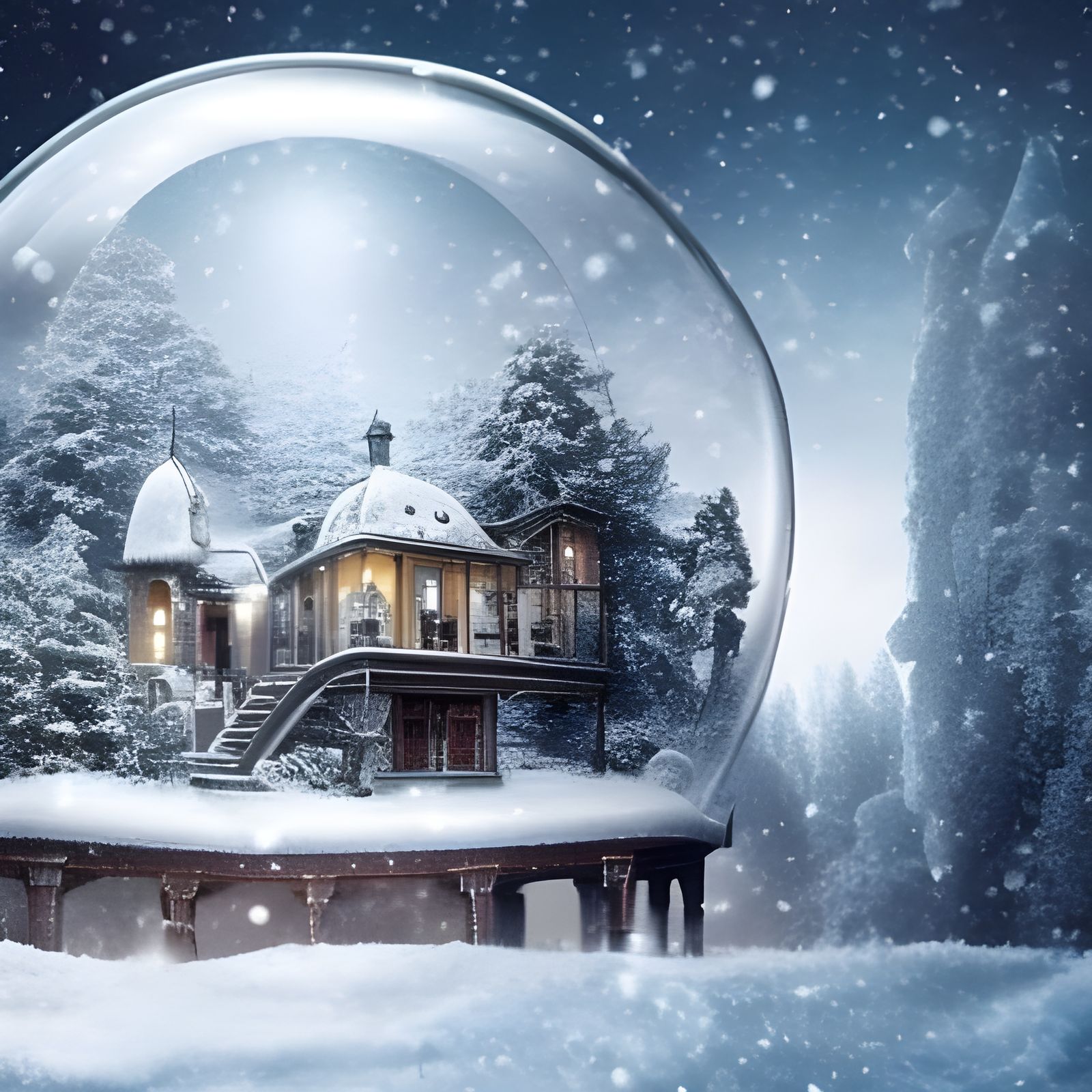 Winterscape in a snowglobe