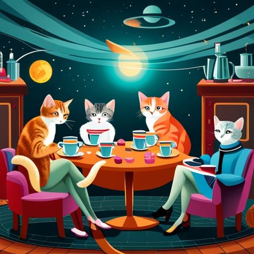 Coffee cats in space 2