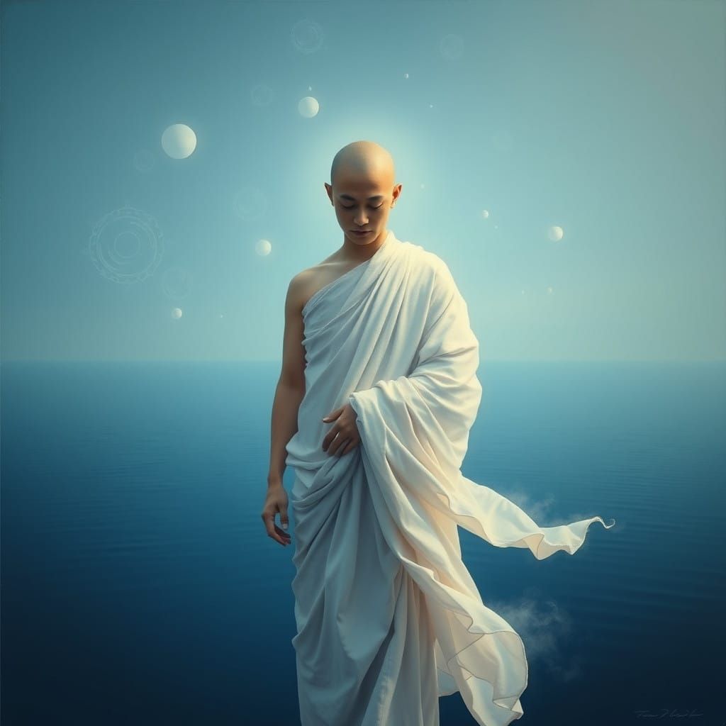 Buddhist Monk in Weightless Contemplation