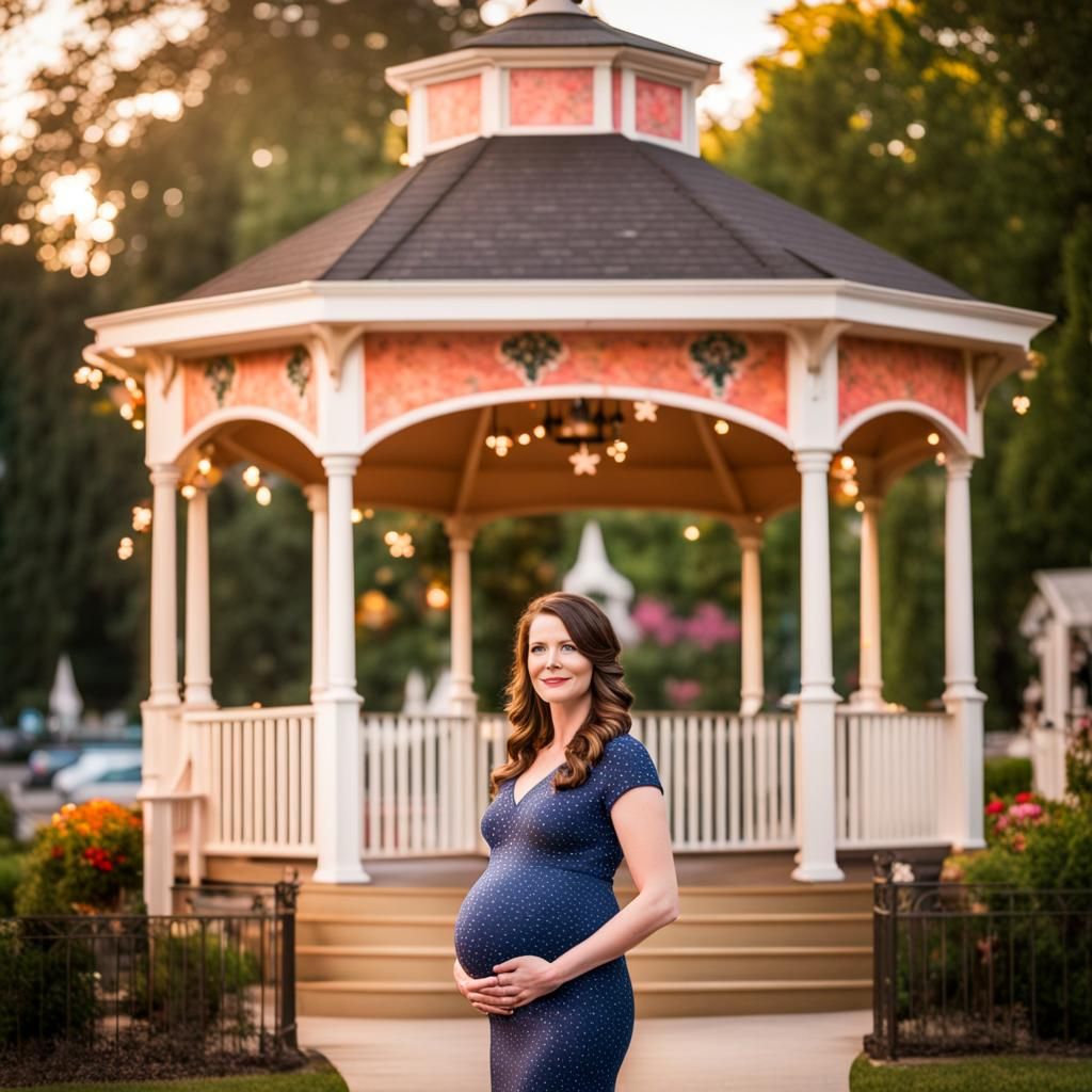 Pregnant Lorelai Gilmore Standing In Front Of The Stars Hollow Gazebo 