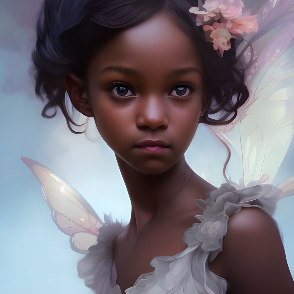 cute adorable fairy baby with dark skin