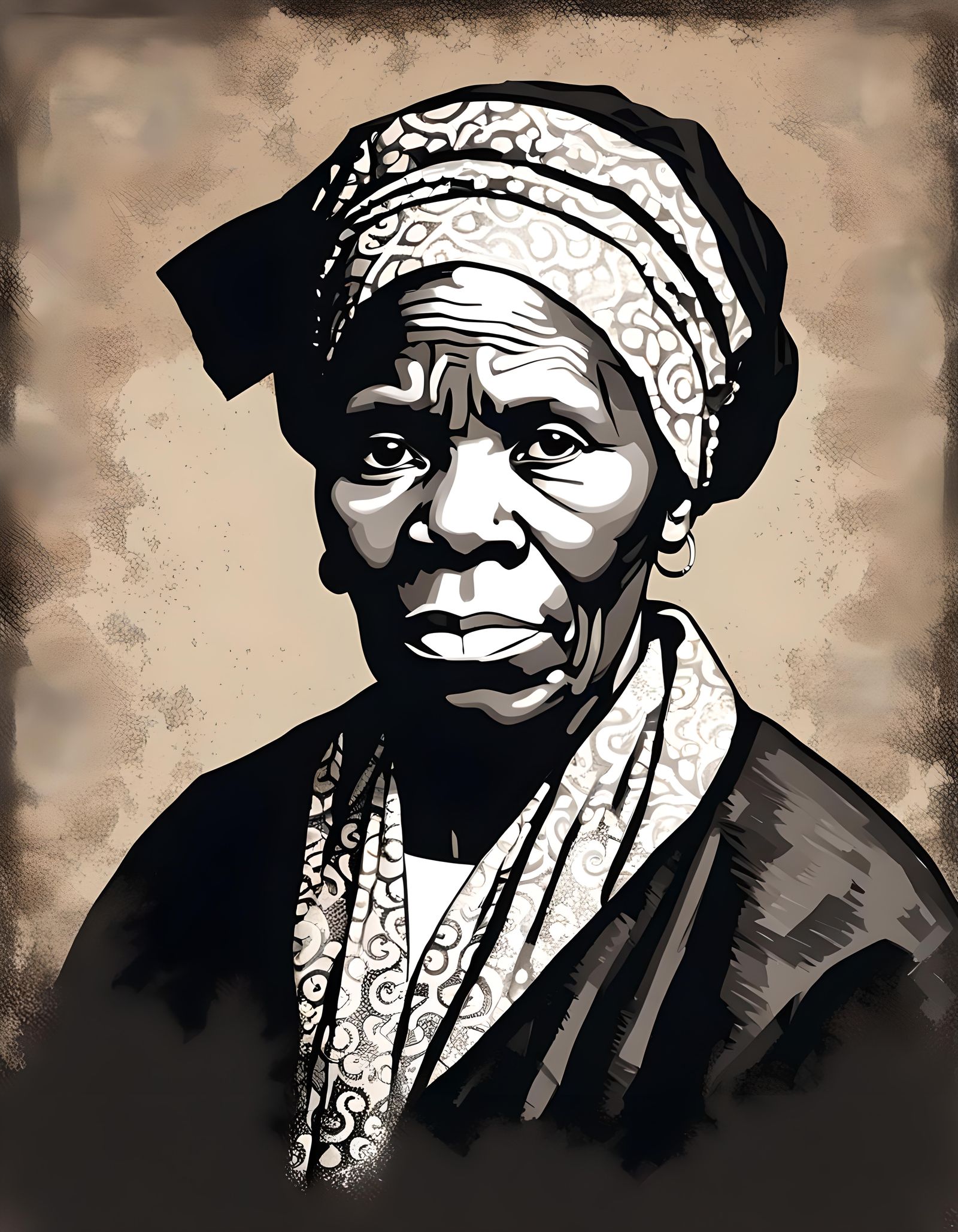 Harriet Tubman Portrait in Monochrome