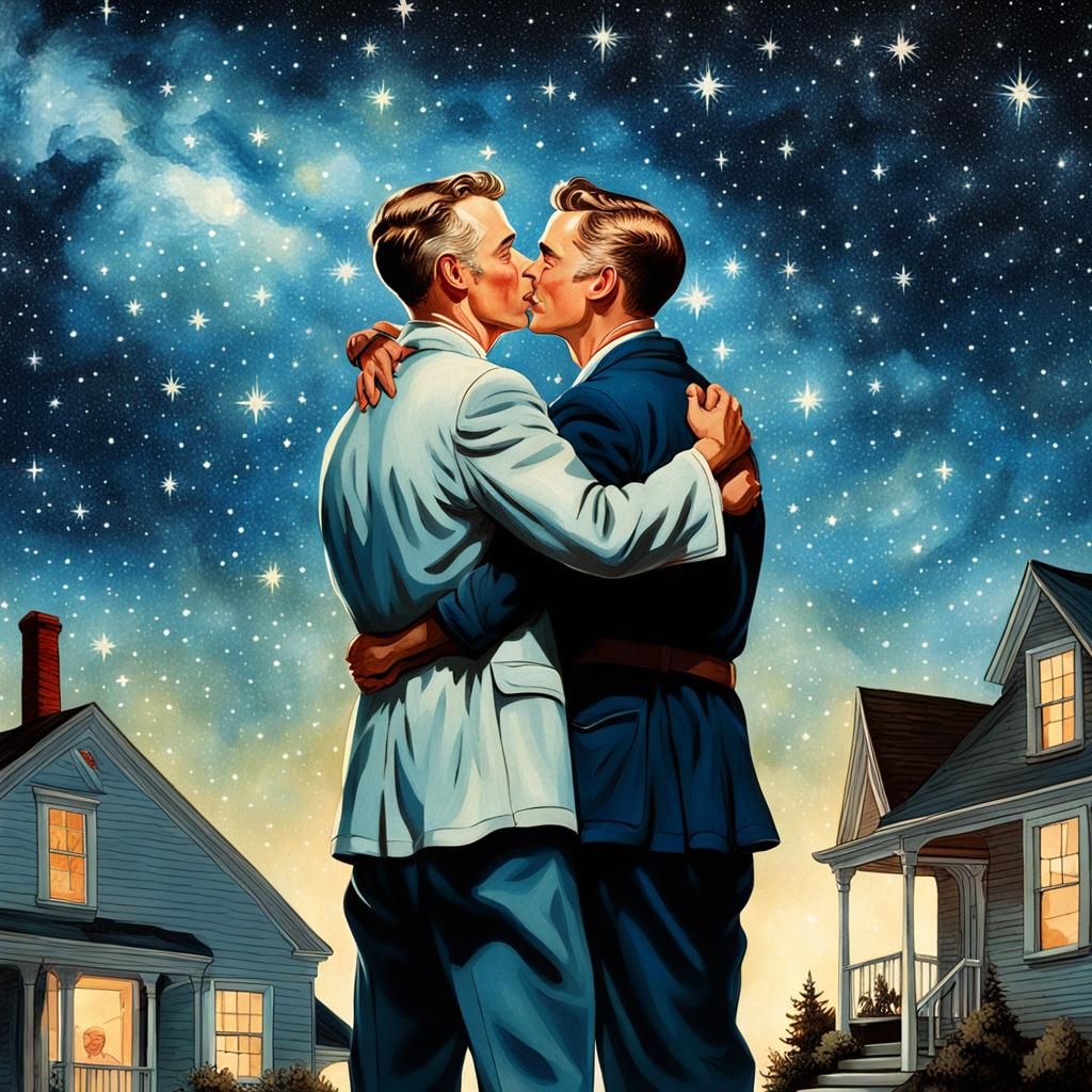 background of a starry nught foreground of tw 20 year old me...