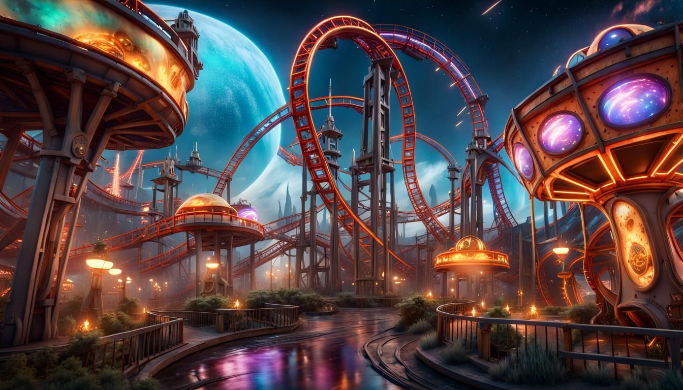 Space roller coaster AI Generated Artwork NightCafe Creator