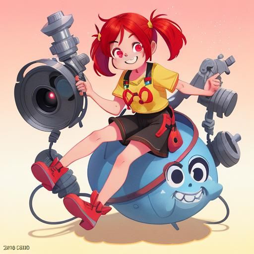 short red hair mexican girl with pigtails who is smiling at the camera Pixar, Disney, concept art, 3d digital art, Maya ...