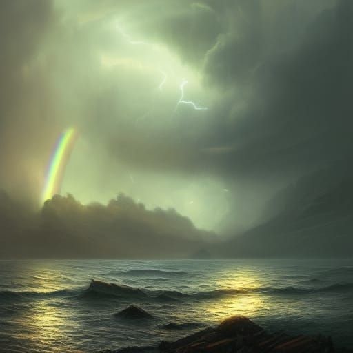rainbow during storm