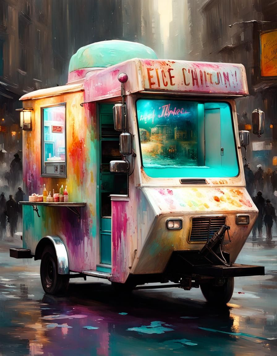 Colorful Ice Cream Food Truck - AI Generated Artwork - NightCafe Creator